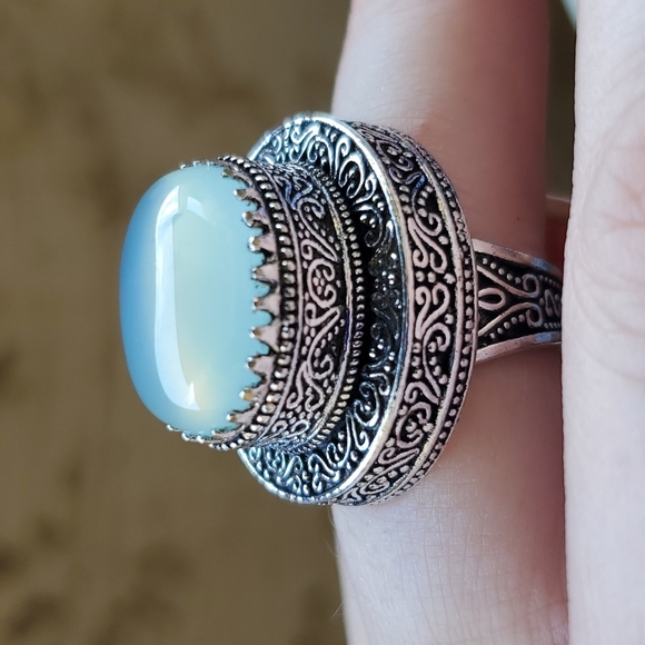 New Amazing Chalcedony Antique Design 925 Silver Statement Ring. - Picture 4 of 15
